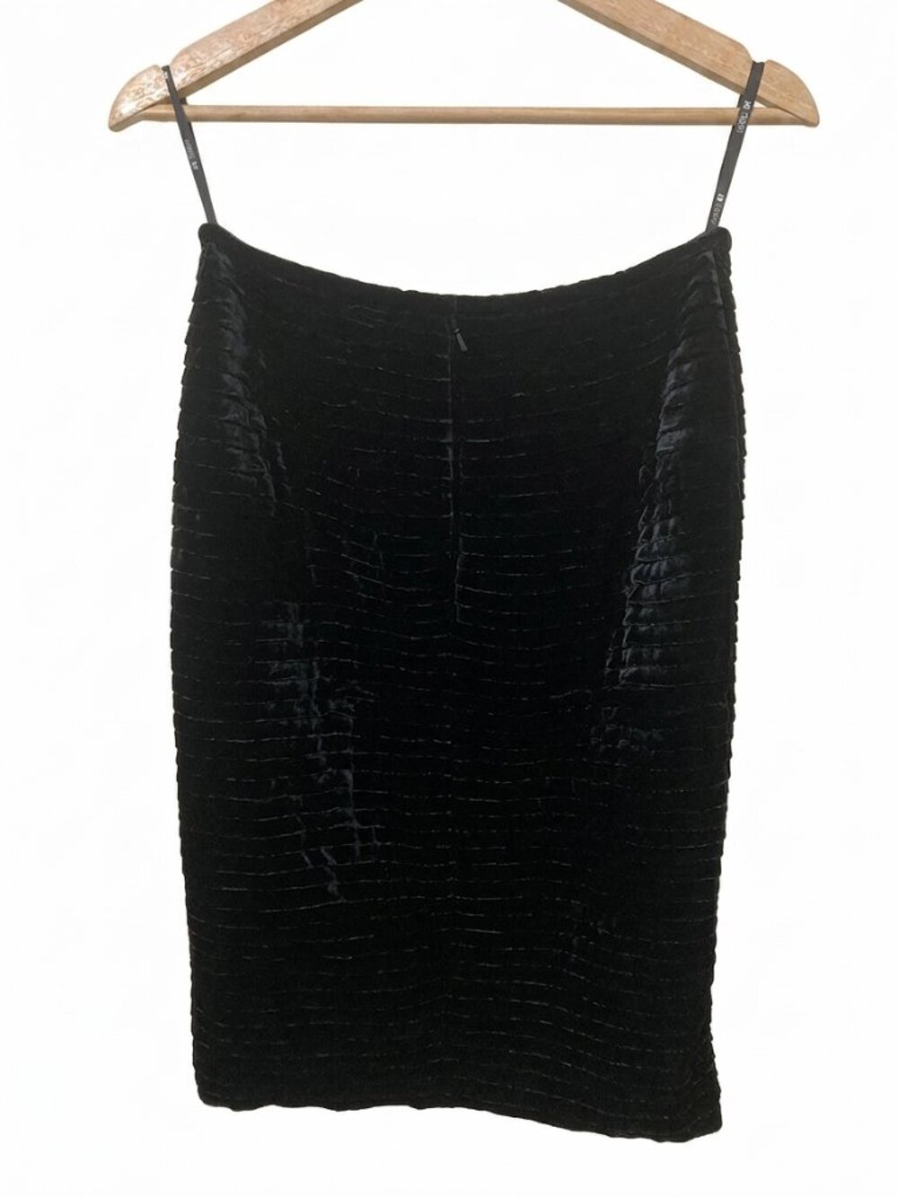 Luxe Tadashi Collection Black Silk Velvet Pencil Skirt 4 - Picture 4 of 8